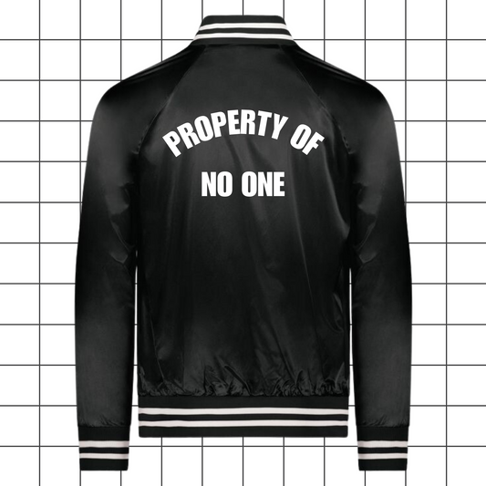 Madame Premier Adult Property of No One Black Satin Baseball Jacket