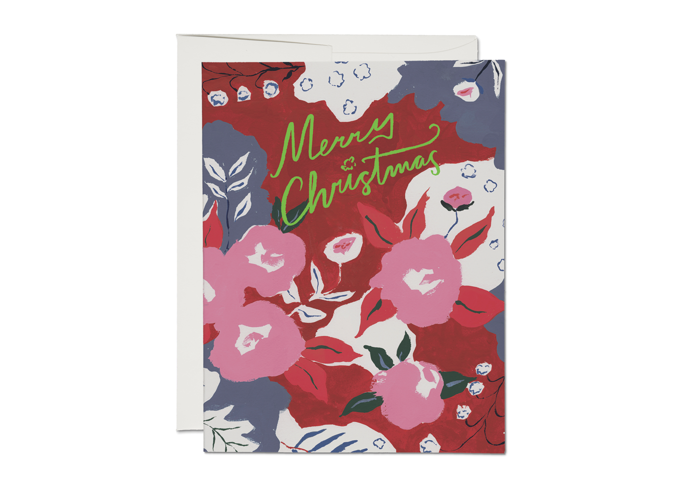 Ruby Red Flowers Christmas Card